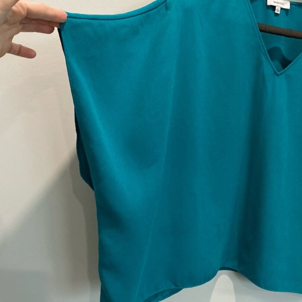 Aritzia Green V-Neck Blouse with Kimono Sleeves - Picture 5 of 12